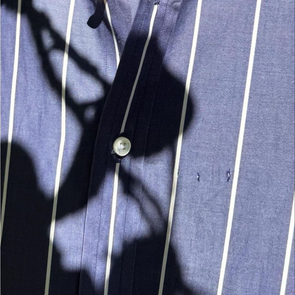 Ralph Lauren 100% Cotton Navy and White Striped Long-sleeve Dress Shirt 16.5 - Picture 4 of 7